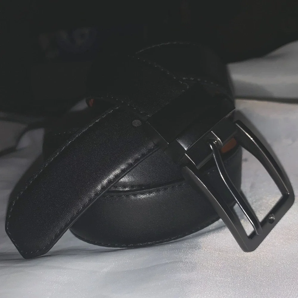 Mens Reversible Leather Belt Black Brown Gunmetal Buckle‎ Dress Accessory 15